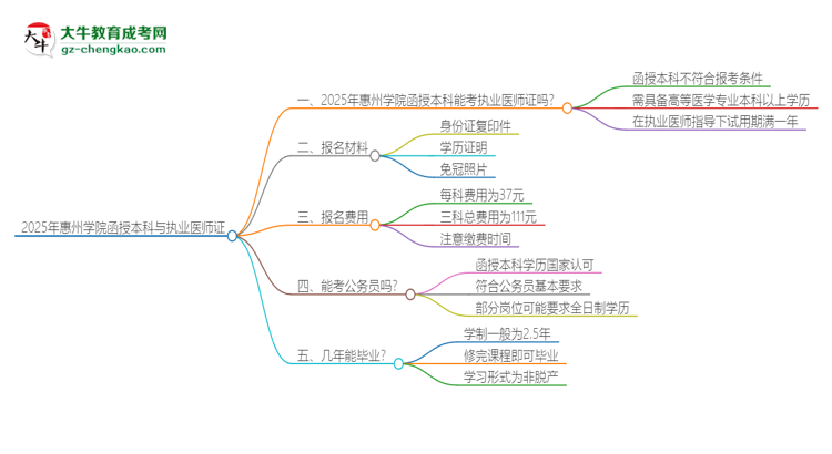 2025年惠州學(xué)院函授本科學(xué)歷能考執(zhí)業(yè)醫(yī)師證嗎？思維導(dǎo)圖
