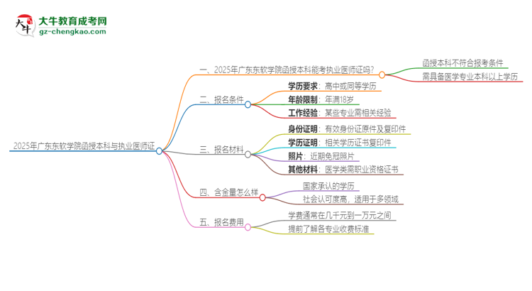 2025年廣東東軟學(xué)院函授本科學(xué)歷能考執(zhí)業(yè)醫(yī)師證嗎?思維導(dǎo)圖