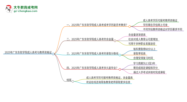 2025年廣東東軟學院成人高考能考教資嗎？思維導圖