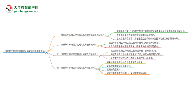 2025年廣東培正學(xué)院的成人高考學(xué)歷能報(bào)考執(zhí)業(yè)醫(yī)師證嗎?思維導(dǎo)圖