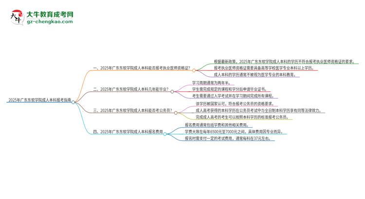 2025年廣東東軟學(xué)院成人本科可否報(bào)考執(zhí)業(yè)醫(yī)師資格證？思維導(dǎo)圖