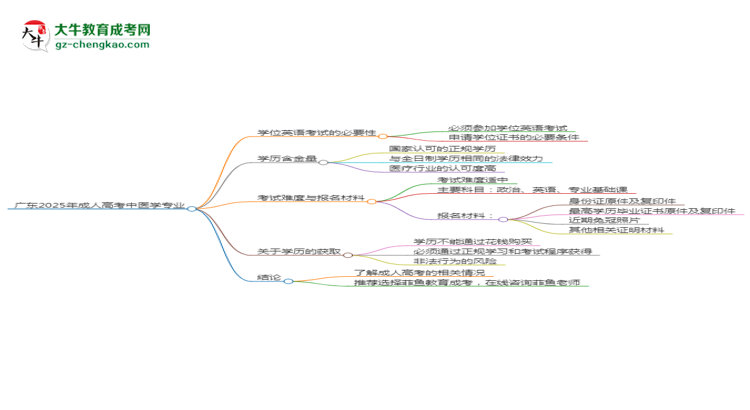 廣東2025年成人高考中醫(yī)學(xué)專業(yè)生可不可以考四六級？思維導(dǎo)圖