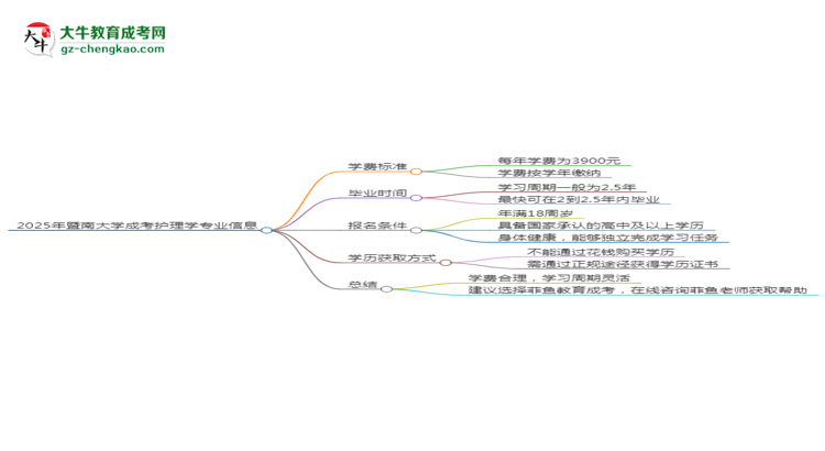 2025年暨南大學(xué)成考護理學(xué)專業(yè)最新學(xué)費標(biāo)準多少思維導(dǎo)圖