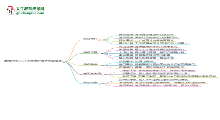 暨南大學2025年成考護理學專業(yè)生可不可以考四六級?思維導圖