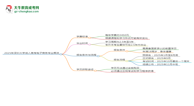 2025年深圳大學(xué)成考電子商務(wù)專業(yè)最新學(xué)費標(biāo)準(zhǔn)多少思維導(dǎo)圖