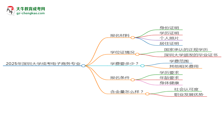 2025年深圳大學(xué)成考電子商務(wù)專業(yè)報(bào)名材料需要什么?思維導(dǎo)圖