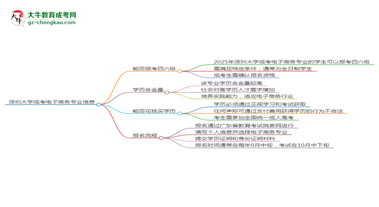 深圳大學(xué)2025年成考電子商務(wù)專業(yè)生可不可以考四六級？思維導(dǎo)圖