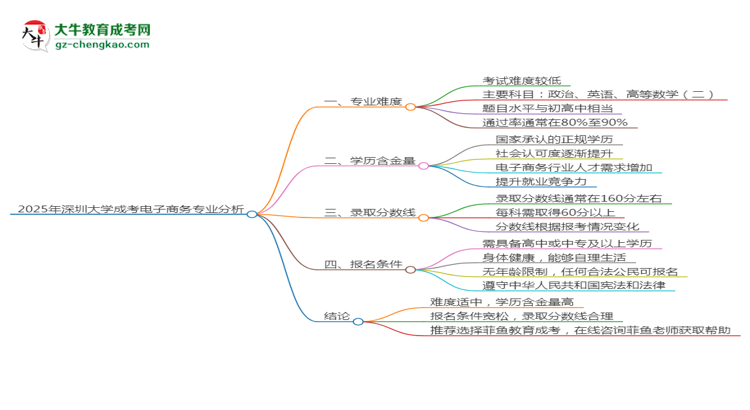 2025年深圳大學成考電子商務專業(yè)難不難？思維導圖