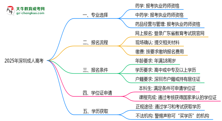 2025年深圳成人高考哪些專業(yè)可考執(zhí)業(yè)藥師資格？思維導圖