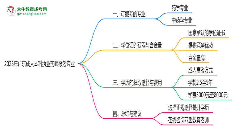 2025年廣東成人高考執(zhí)業(yè)藥師報考專業(yè)思維導(dǎo)圖