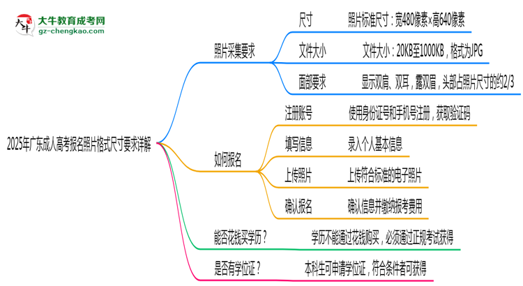 2025年廣東成人高考報名照片格式尺寸要求詳解思維導(dǎo)圖