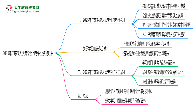 2025年廣東成人大專(zhuān)學(xué)歷可考職業(yè)資格證書(shū)思維導(dǎo)圖