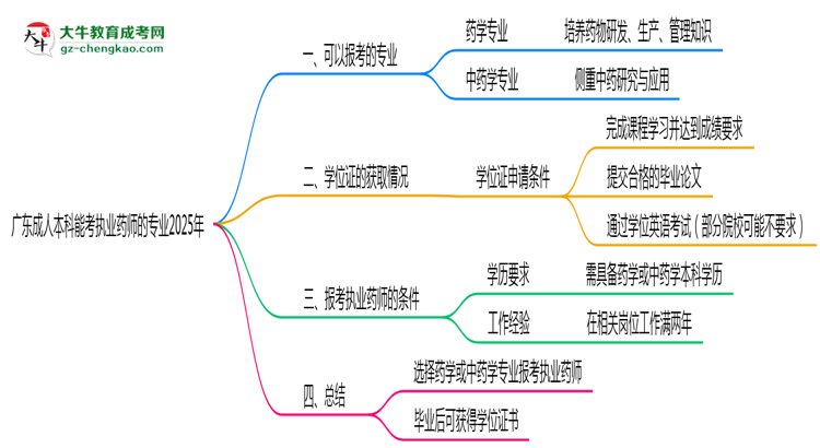 廣東成人本科能考執(zhí)業(yè)藥師的專業(yè)2025年思維導(dǎo)圖