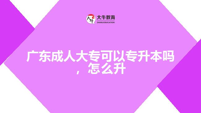 廣東成人大專可以專升本嗎，怎么升