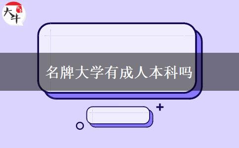名牌大學有成人本科嗎