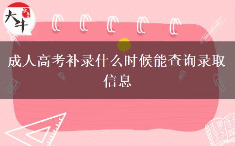 成人高考補(bǔ)錄什么時候能查詢錄取信息 成人高考補(bǔ)錄什么時候能查詢錄取信息