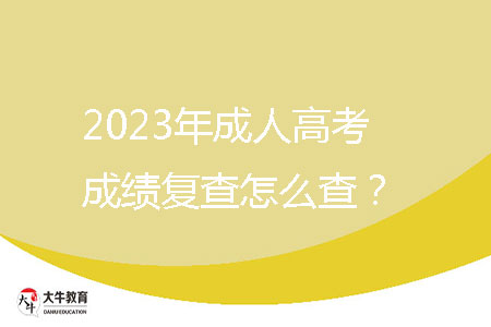 2023年成人高考成績復(fù)查怎么查？