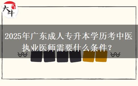 2025年廣東成人專升本學(xué)歷考中醫(yī)執(zhí)業(yè)醫(yī)師需要什么條件？