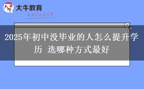 2025年初中沒(méi)畢業(yè)的人怎么提升學(xué)歷 選哪種方式最好