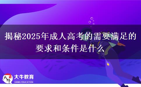 揭秘2025年成人高考的需要滿(mǎn)足的要求和條件是什么