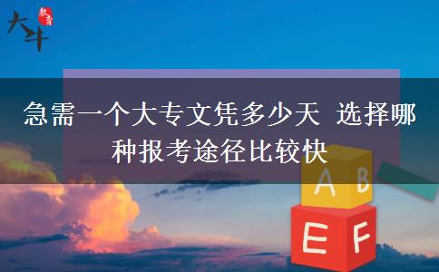 急需一個(gè)大專文憑多少天 選擇哪種報(bào)考途徑比較快