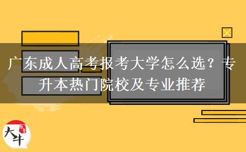廣東成人高考報考大學怎么選？專升本熱門院校及專業(yè)推薦