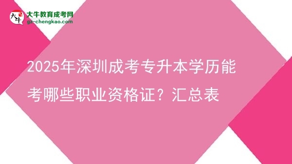 2025年深圳成考專升本學(xué)歷能考哪些職業(yè)資格證？匯總表圖片
